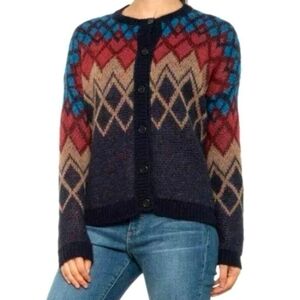 𝗔𝗻𝘁𝗵𝗿𝗼𝗽𝗼𝗹𝗼𝗴𝗶𝗲 Elsamanda Mohair Alpaca Blend Argyle Cardigan Large